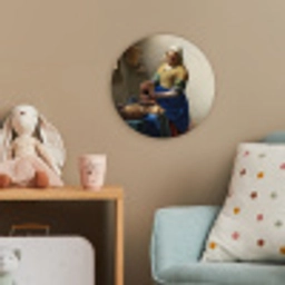 Het melkmeisje - Schilderij van Johannes Vermeer Wandcirkel kunststof plaat 5mm dik klein -tsfeer1_kind