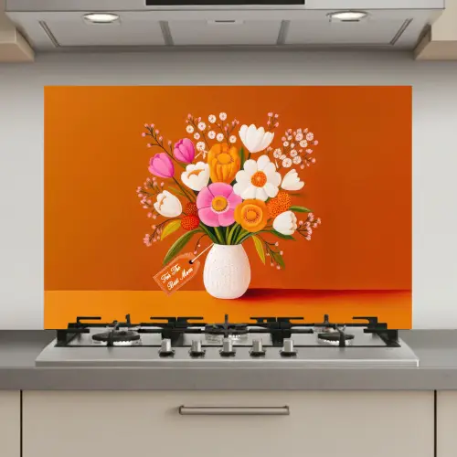 Vaas - Bloemen - Oranje keuken achterwand spatscherm klein -3d_website