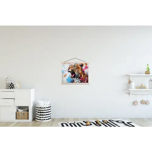 Abstract - Luipaard - Kleurrijk textielposter latten blank klein -kinderkamer