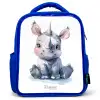Baby neushoorn Kinderrugzak - Blauw middel -3d
