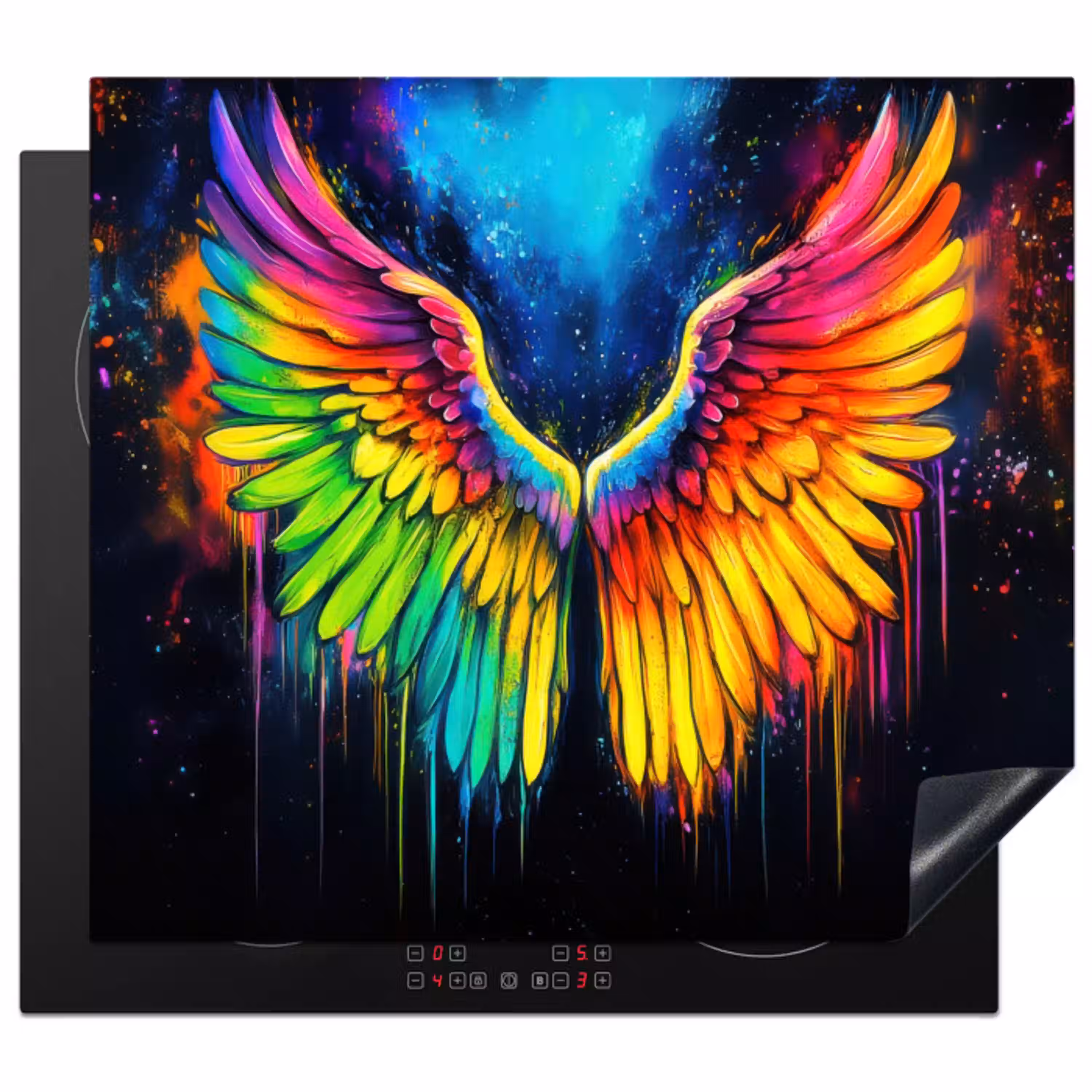 Regenboogkleuren - Vleugels - Magisch Inductie beschermer vinyl 3mm middel -3d