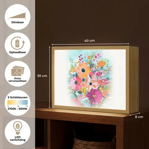 Bloemen - Kleuren - Boeket - Natuur Light Box met batterij (Wandlamp) middel -USP_websiteoverzichtNL