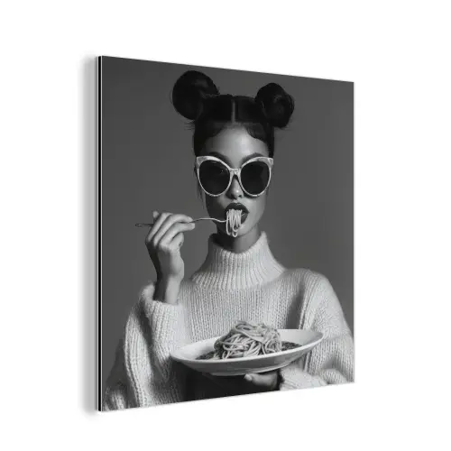 Vrouw - Pasta - Zonnebril aluminium wit klein -3d
