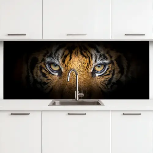 Tijger - Zwart - Dier keuken achterwand 2 middel -3d
