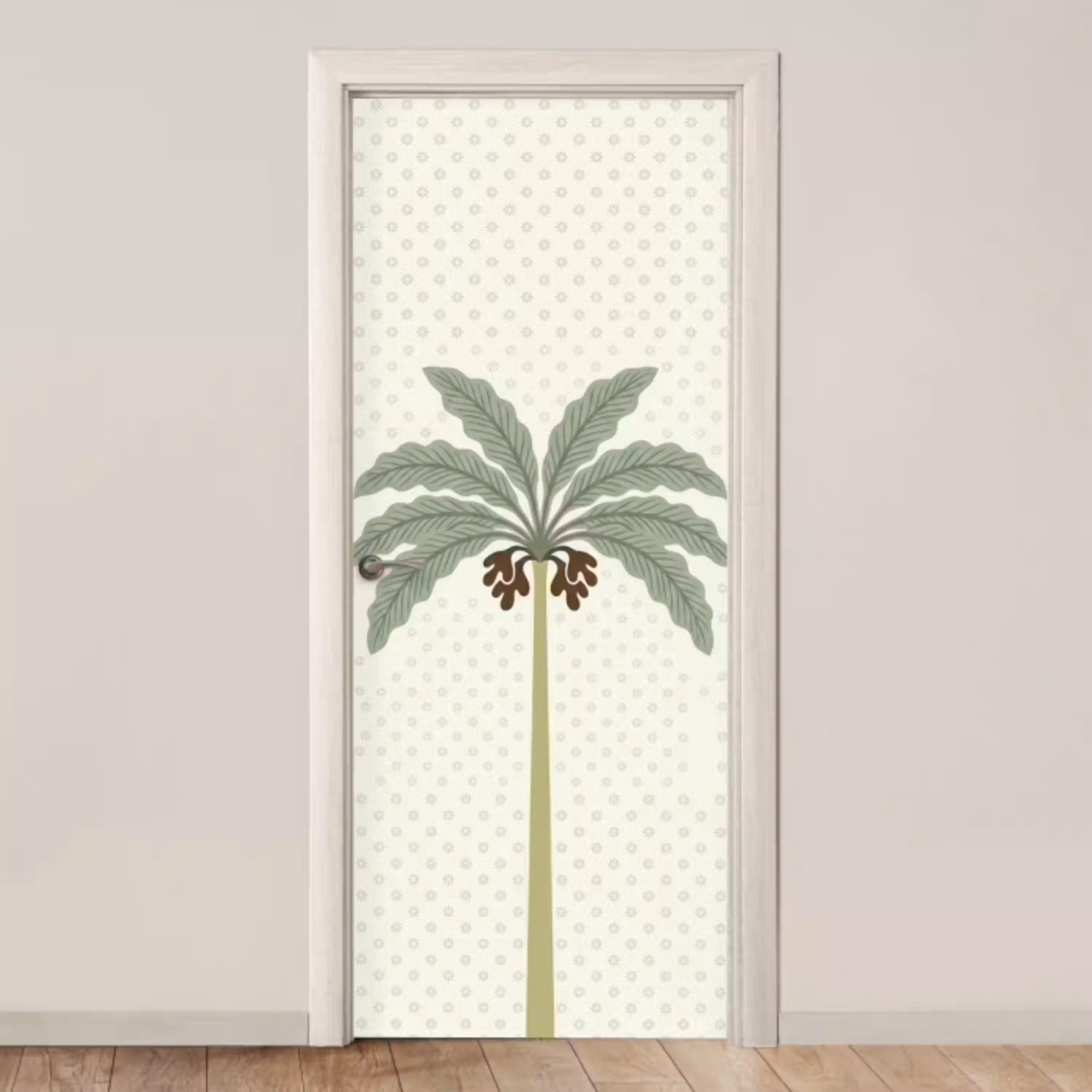 Boom - Bladeren - Groen - Decoratief - Beige deurposter klein -3d_beige