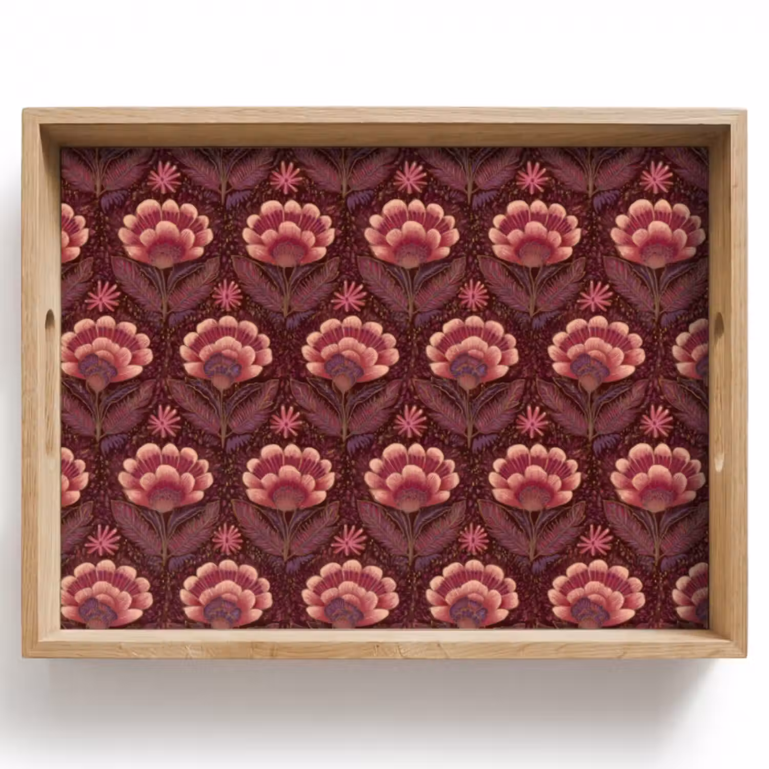 Tablett - Blumen - Fächer - Lila
