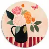 Vaas - Bloemen - Vlinder - Rood Wandcirkel plexiglas klein -3d
