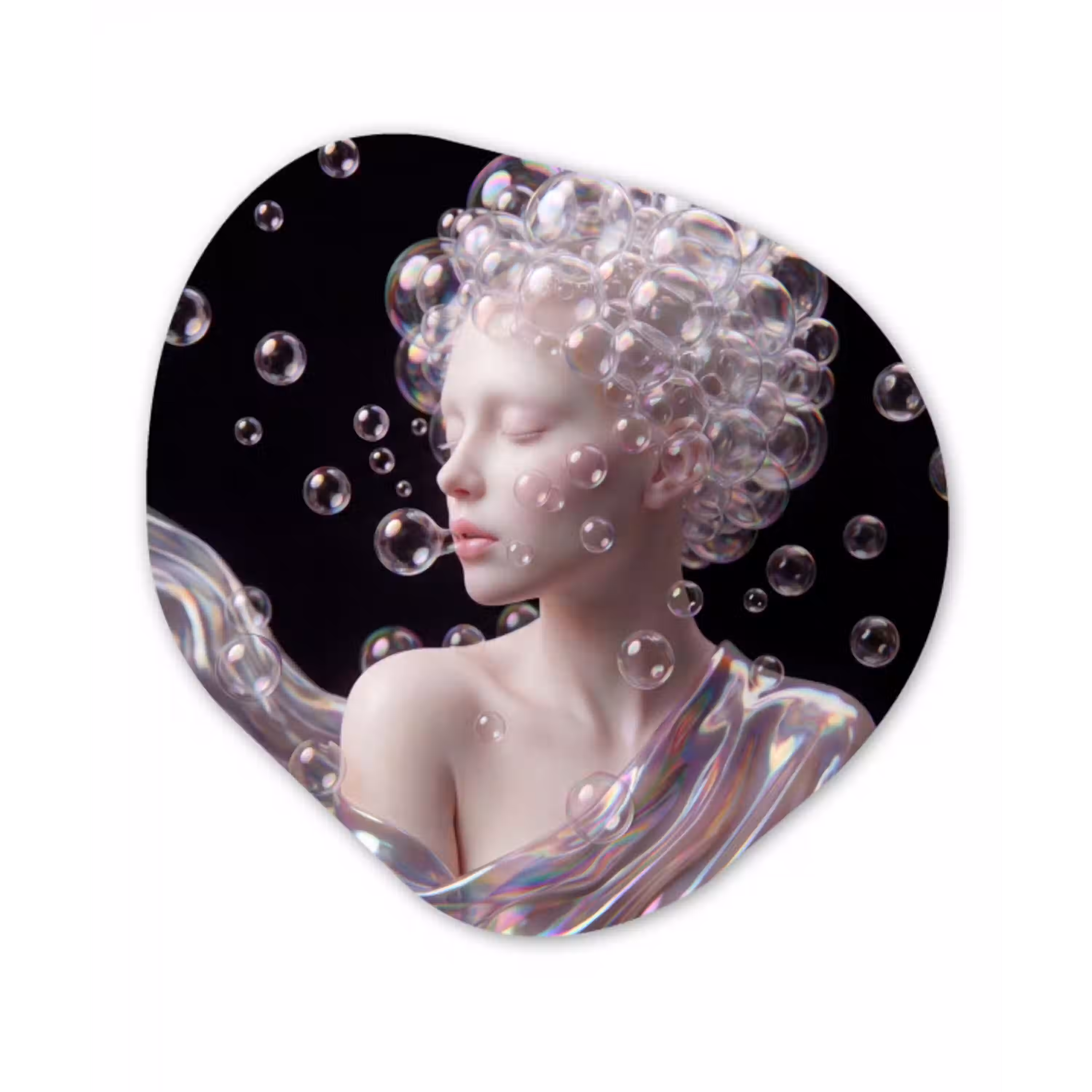 Vrouw - Bellen - Abstract - Kleurrijk Wandcirkel Organisch Aluminium middel -3d