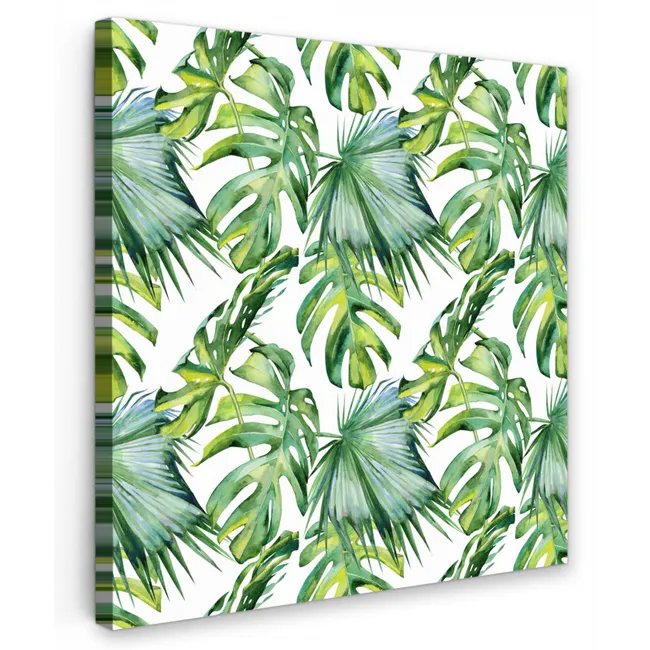 Bladeren - Monstera - Tropical - Jungle Tuinposter op houten frame 2 cm dik klein -3d