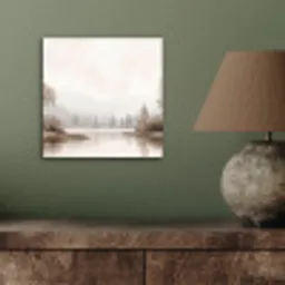 Rivierlandschap - Minimalistisch - Aardetinten aluminium wit klein -sfeer2