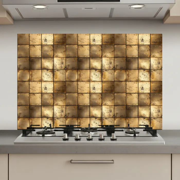 Geometrisch - Tegels - Goud keuken achterwand spatscherm klein 900 -3d_website