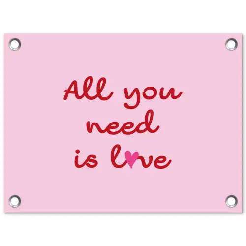 Tekst - Roze - Love - Hart tuinposter los doek klein -3d
