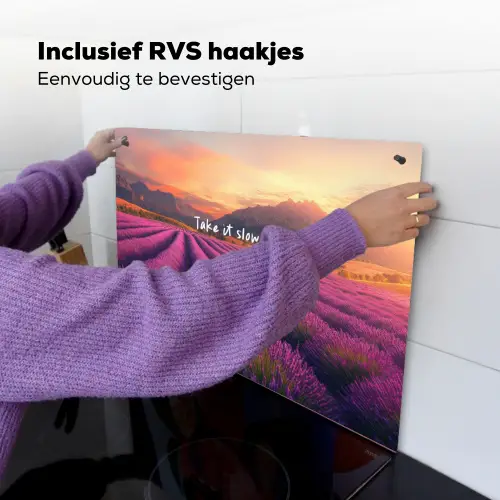 Lavendelveld - Quote - Zonsondergang Inductie beschemer met haakjes klein -ky-ophangen-nl