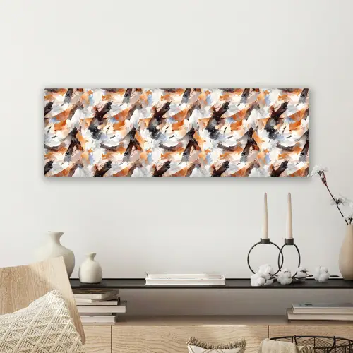 Penseelstreken - Oranje - Grijs canvas 2cm klein 828 -sfeer6