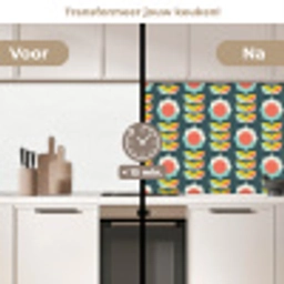 Retro - Bloemen - Scandinavisch keuken achterwand 2 middel 871 -voor-na2_NL