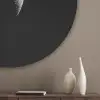 Maan - Hemel - Zwart - Schaduw Akoestische PET Vilt - Rond klein -sfeer5_closeup