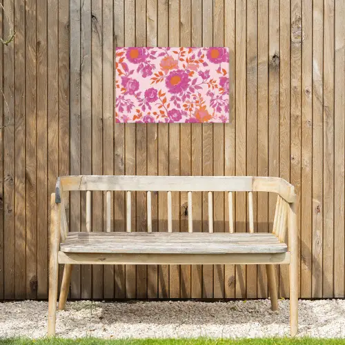Bloemenpatroon - Roze - Oranje - Bloemen Tuinposter op houten frame 2 cm dik klein -sfeer4