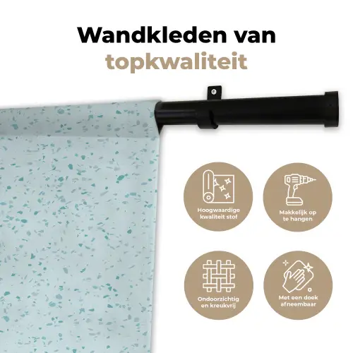 Terrazzo - Patroon - Kleurrijk - Baby Blauw Wandkleed katoen klein 269 -sfeer2