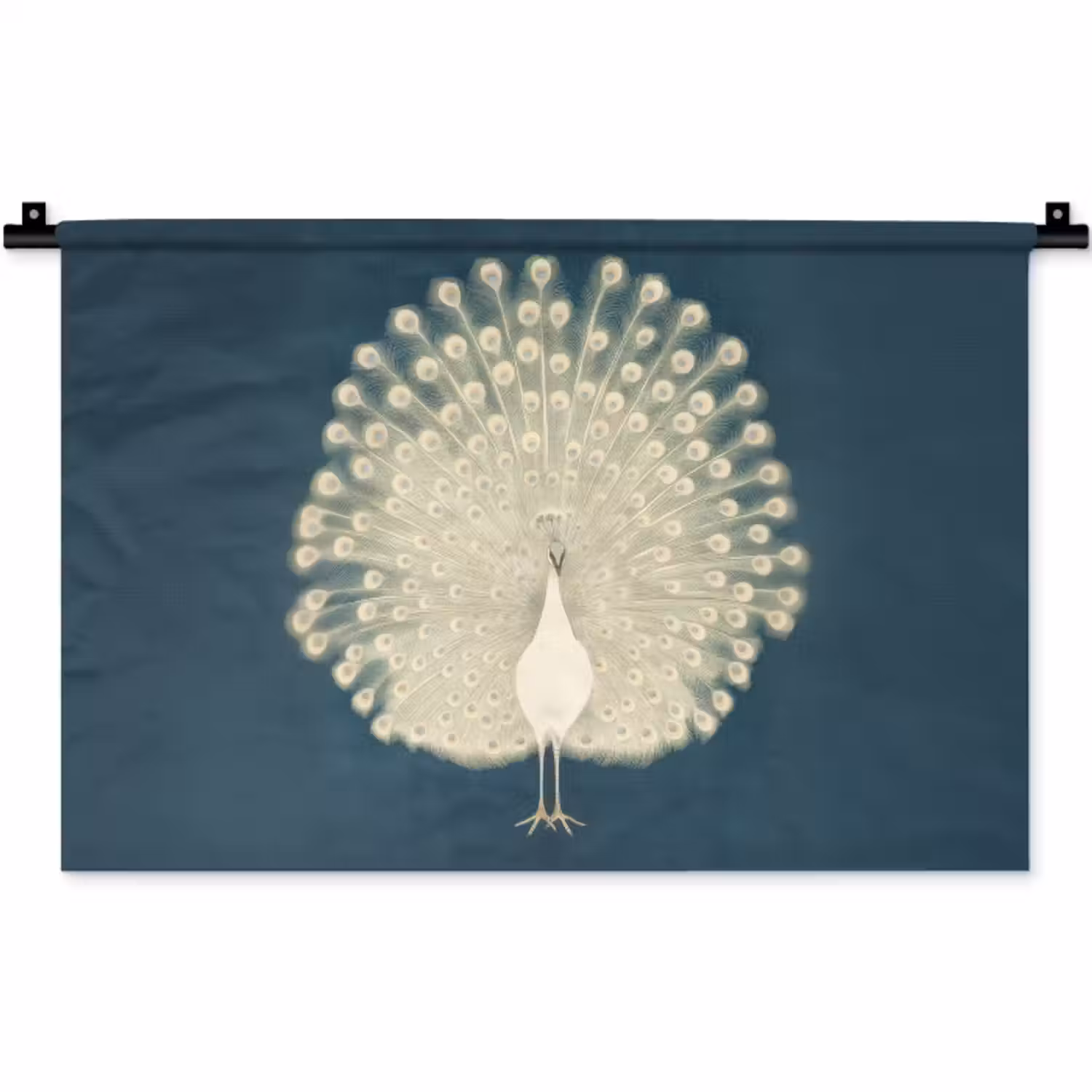 Wandkleed - Vogel - Blauw - Vintage