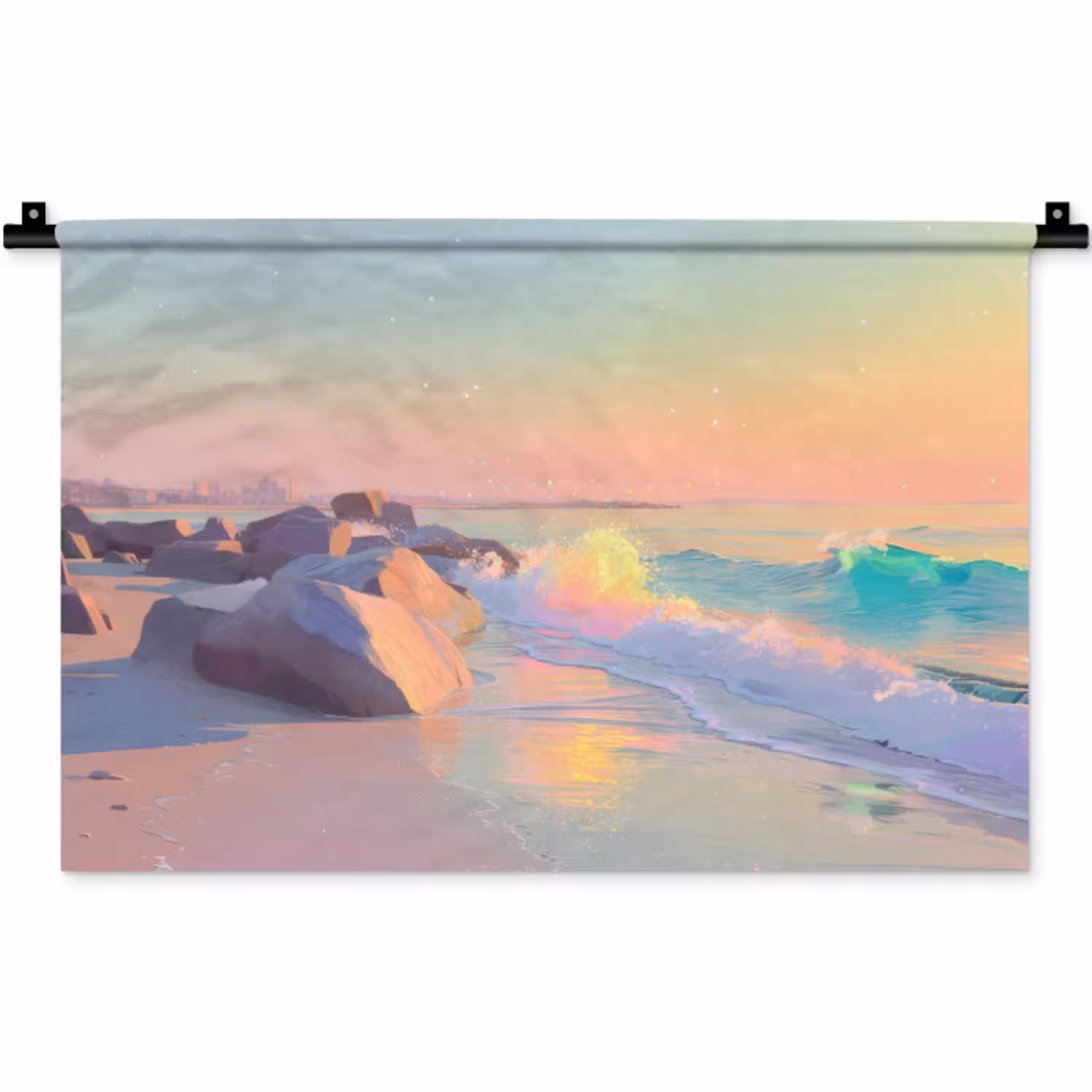 Zomerlicht - Strand - Fonkelende accenten Wandkleed katoen klein -zz3d