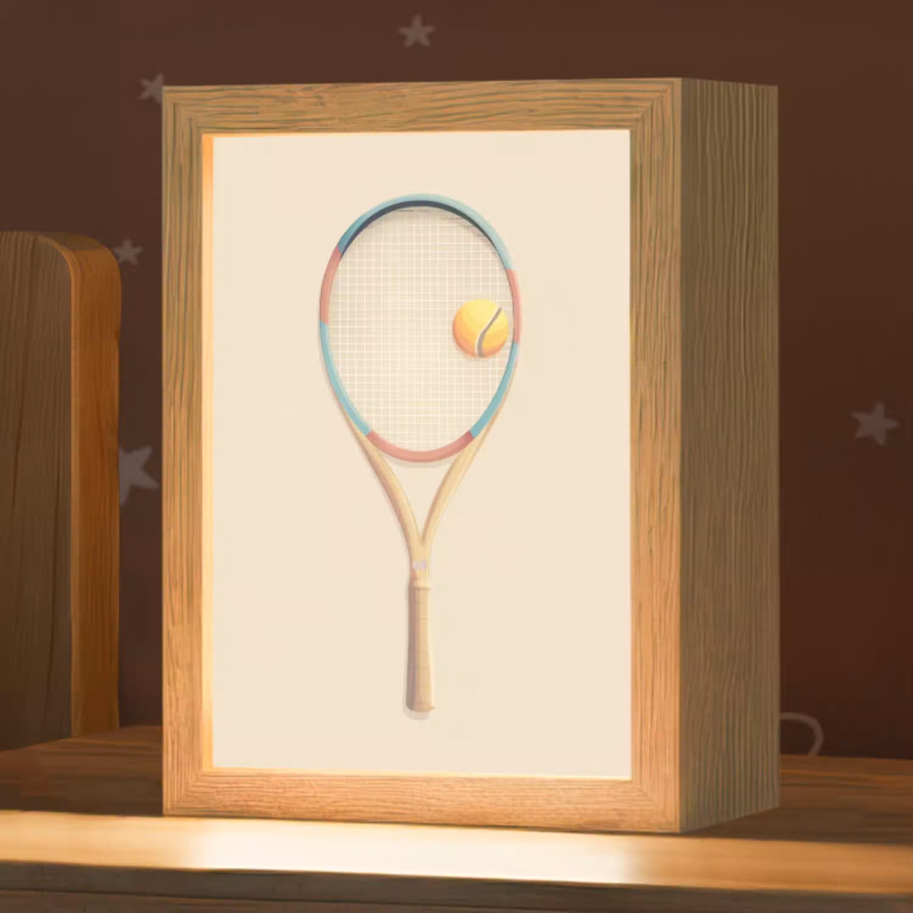Tennisracket - Bal - Beige Light Box met kabel klein -zzz_3d_website