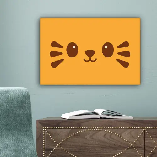 Kat - Simplistisch - Oranje - Vrolijk canvas 2cm klein -sfeer4