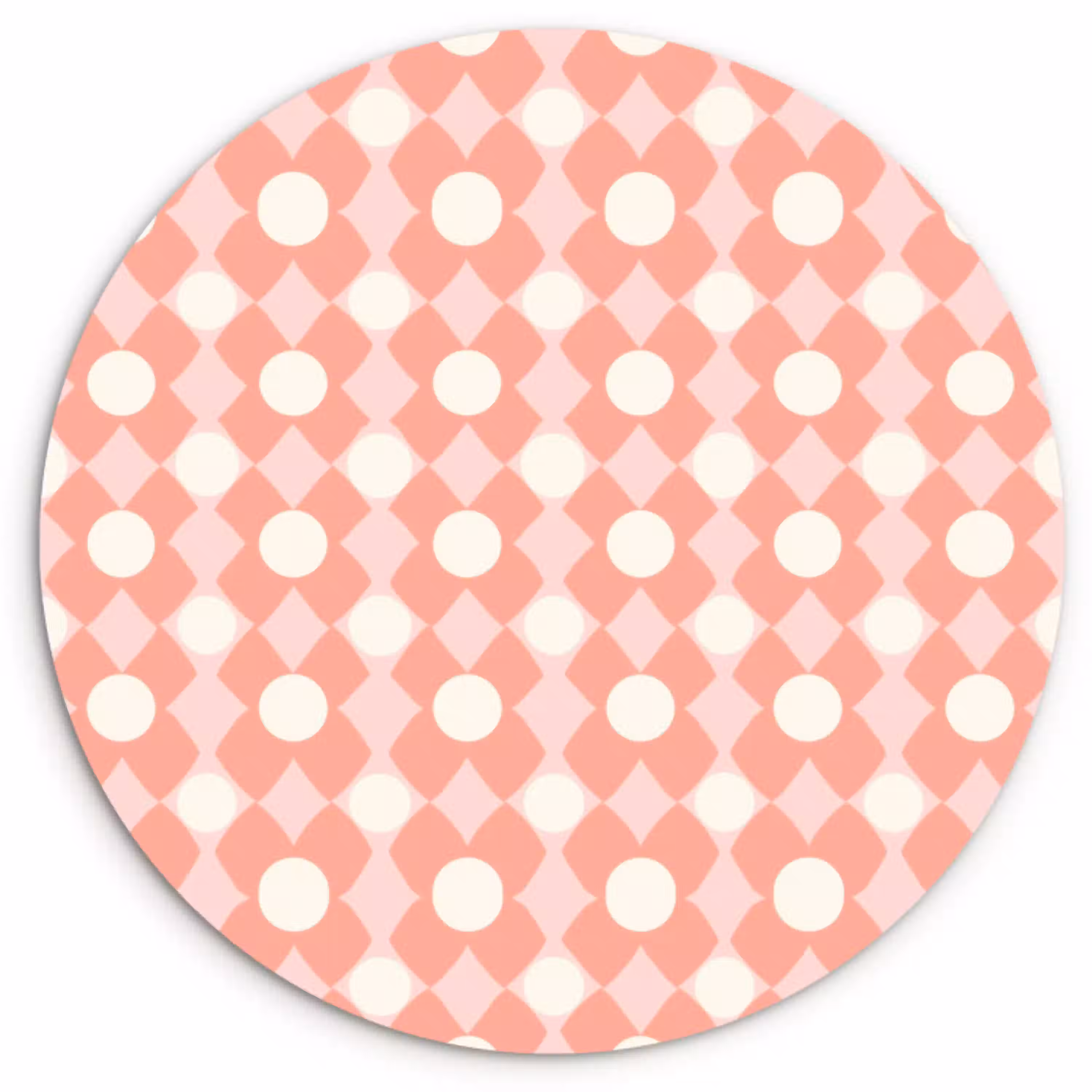 Koraal - Retro - Geometrisch - Patroon Wandcirkel plexiglas klein 852 -3d