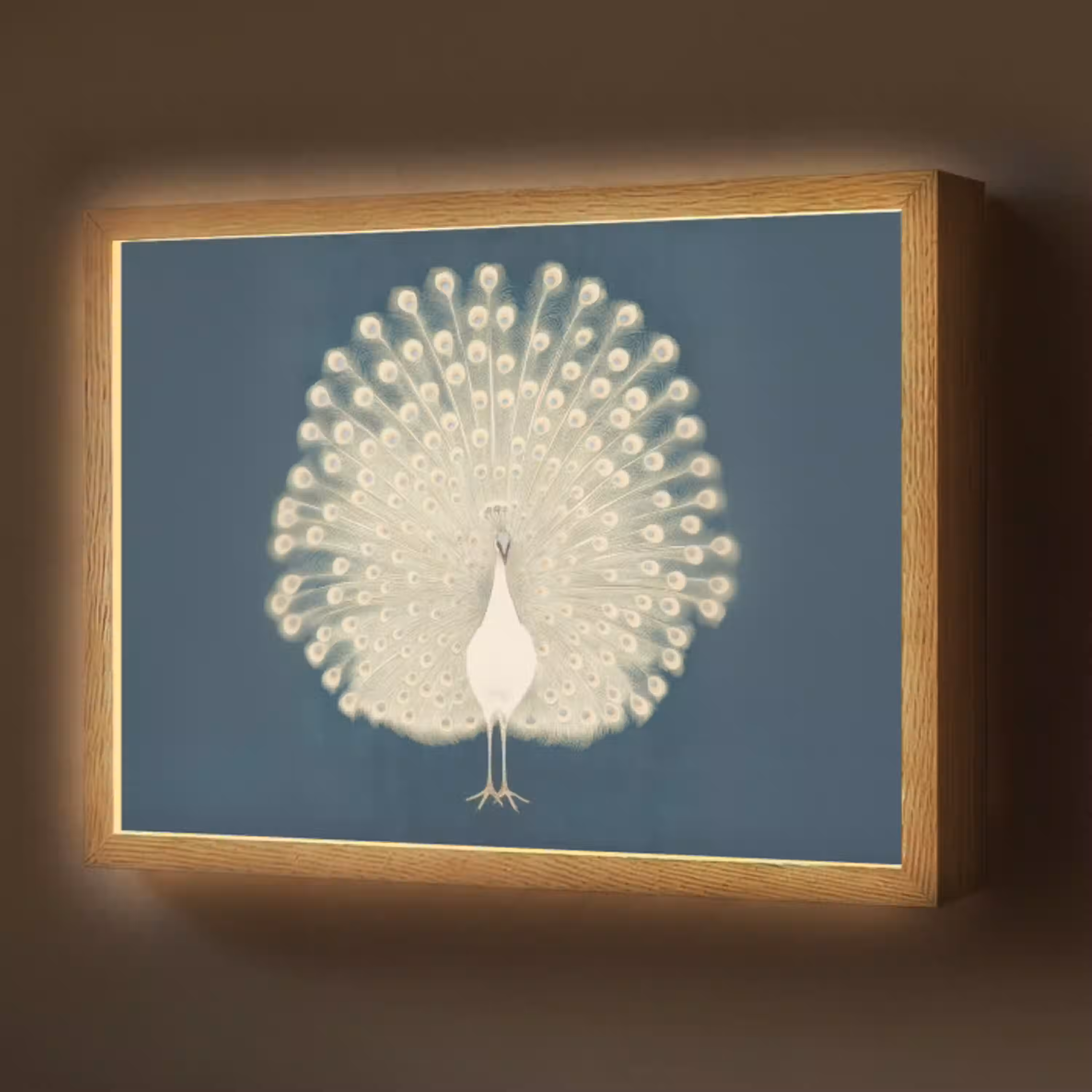 Vogel - Blauw - Vintage Light Box met batterij (Wandlamp) middel -z3d_website