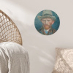 Zelfportret 1887 - Schilderij van Vincent van Gogh Wandcirkel behangsticker klein -sfeer4