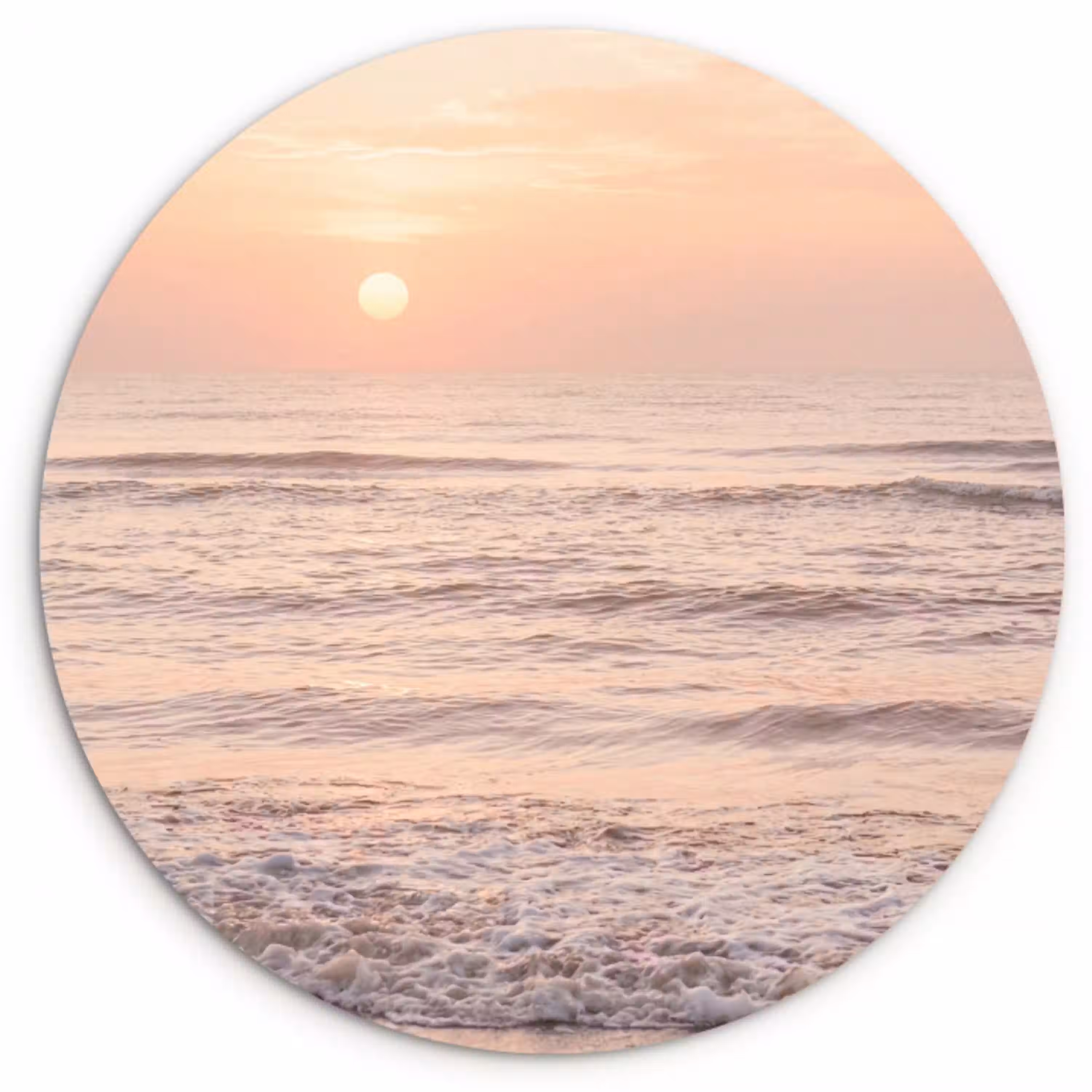 Zon - Strand - Roze Wandcirkel kunststof plaat 5mm dik klein -3d