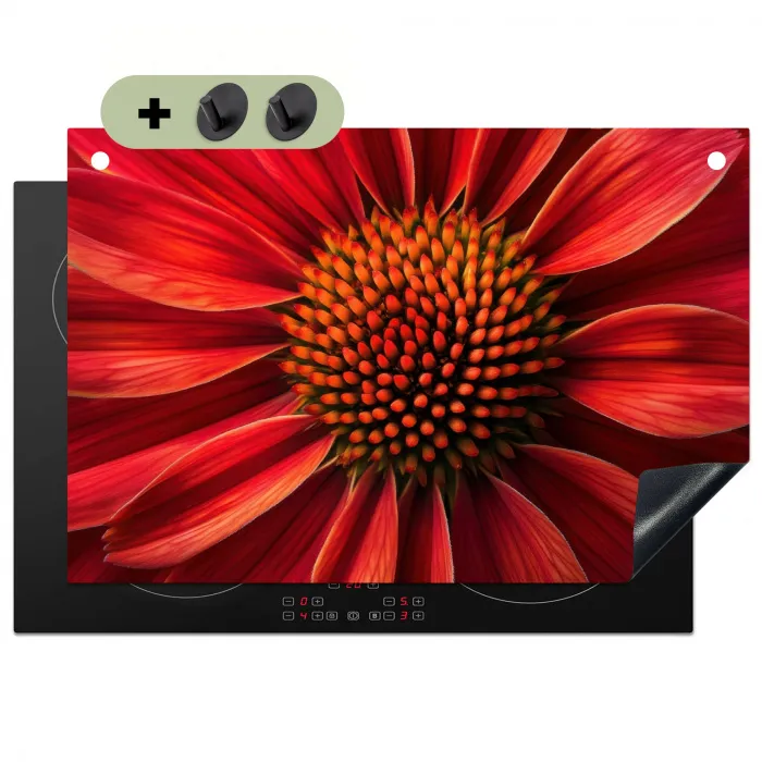 Close up - Bloem- Rood Inductie beschemer met haakjes klein -3d