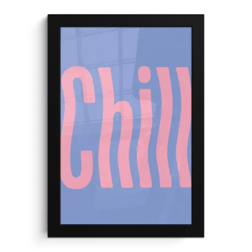 Chill - Roze - Blauw - Golvend fotolijst zwart zonder passe partout klein -3d