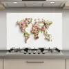 Wereldkaart - Bloemen - Subtiel keuken achterwand spatscherm klein -3d_website