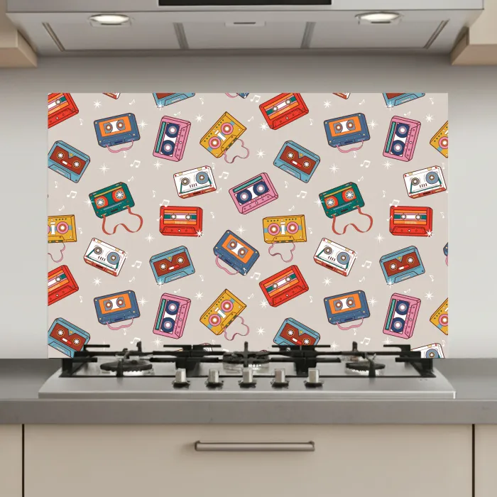 Muziek - Cassette - Patroon keuken achterwand spatscherm klein 900 -3d_website