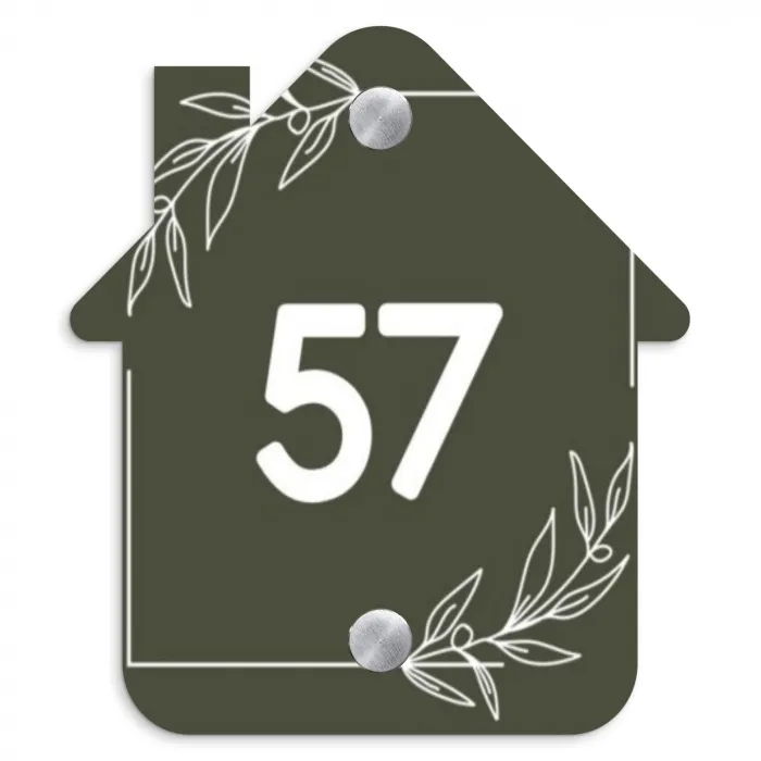 Olijfgroen - Traditioneel Naambord Huisje klein -3d