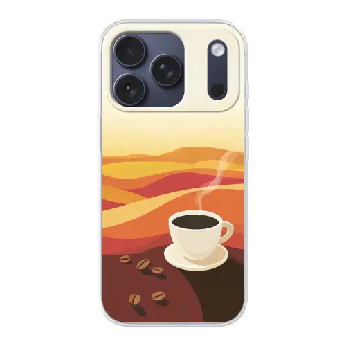 Koffie - Landschap - Oranje - Koffiebonen Telefoonhoesje iPhone 17 Pro klein -3d