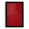 big heart small titties - Hart - Rood fotolijst zwart zonder passe partout klein -3d