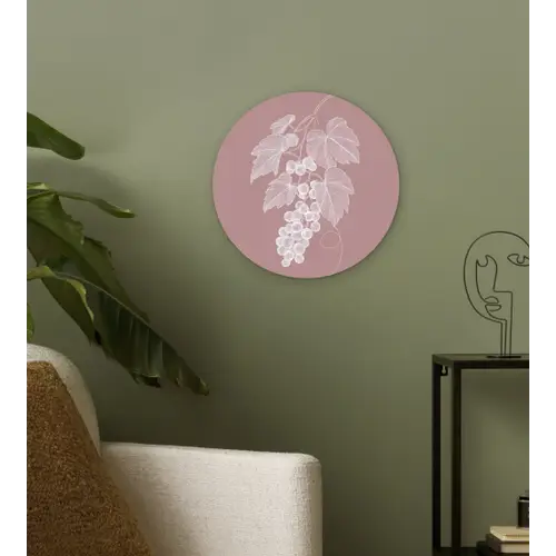 Tros - Druiven - Illustratie - Bladeren Wandcirkel plexiglas klein -sfeer3