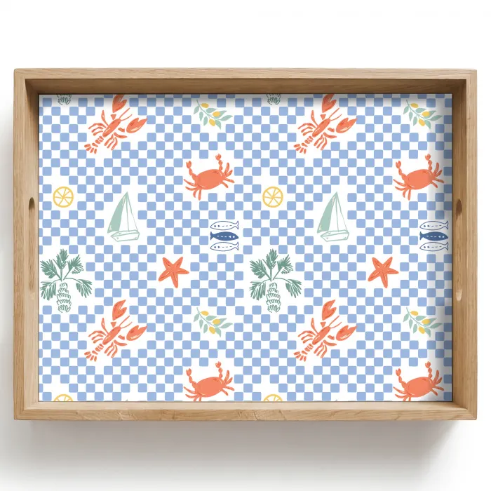 Zee - Patroon - Zeilboot - Blauw Dienblad Rechthoek middel 911 -z3d_shopping