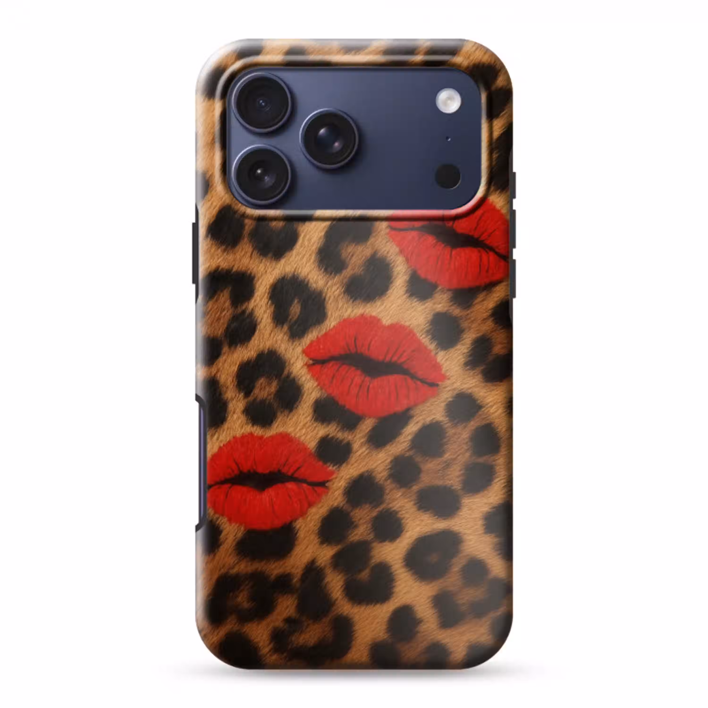 Lippen - Drie - Rood - Panterprint Toughcase MagSafe Apple iPhone 17 Pro Max klein -3d