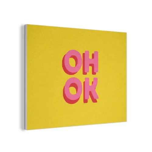 Oh ok - 3D - Geel - Roze PET vilt klein -3d