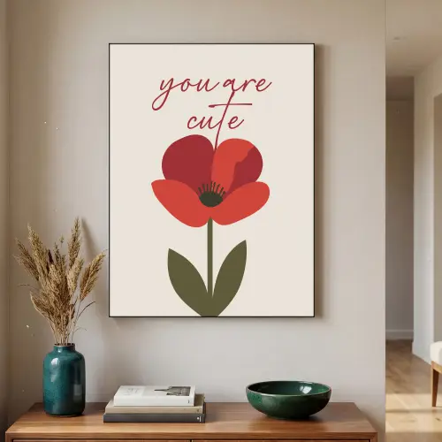 Klaproos - Bloem - Rood - Valentijn Textielframe - compleet frame klein -sfeer1