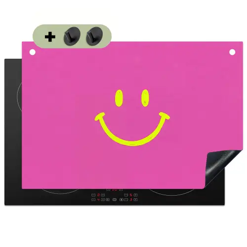 Smiley - Vrolijk - Roze Inductie beschemer met haakjes klein -3d