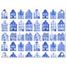 Patroon - Huizen - Blauw tuinposter los doek klein 239 -3d