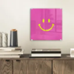 Smiley - Vrolijk - Roze plexiglas 5mm klein -sfeer1