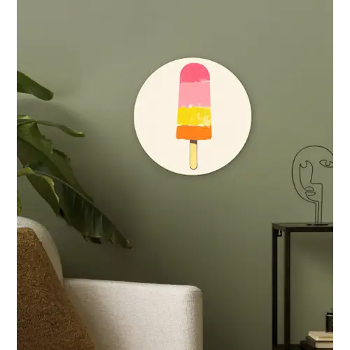Waterijsje - Retro - Stokje - Roze Wandcirkel kunststof plaat 5mm dik klein -sfeer3