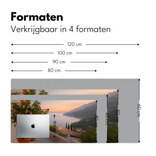 Middelandse zee - Sinaasappel - Heuvels - Zee Muismat XXL klein -sfeer5
