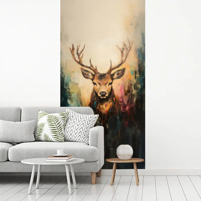Hert - Geverfd - Gewei - Bruin fotobehang vinyl groot -woonkamer