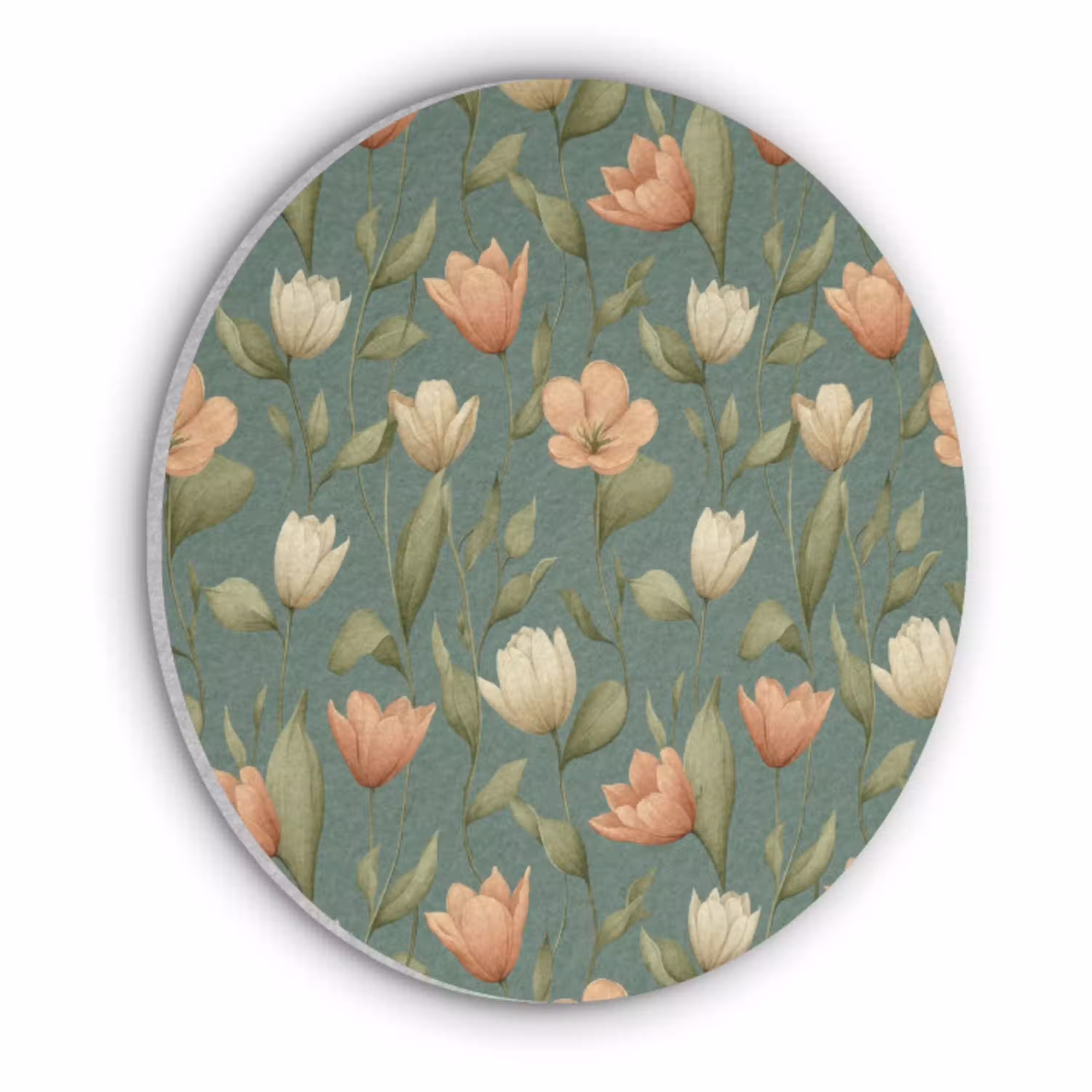 Tulpen - Botanisch - Groen Akoestische PET Vilt - Rond klein 838 -3d