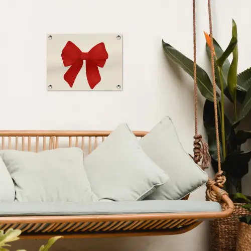 Strik - Symmetrisch - Rood - Lint tuinposter los doek klein -sfeer7
